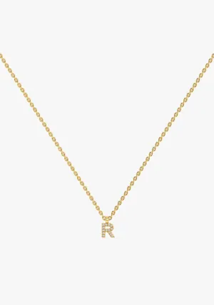 Letter 18K Gold Necklace w. Lab-Grown Diamonds