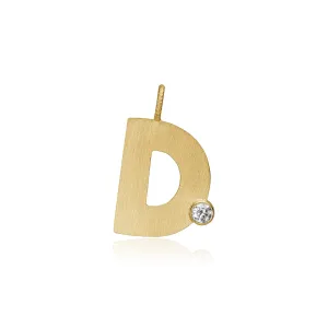 Letter D 18K Gold Pendant w. Diamond
