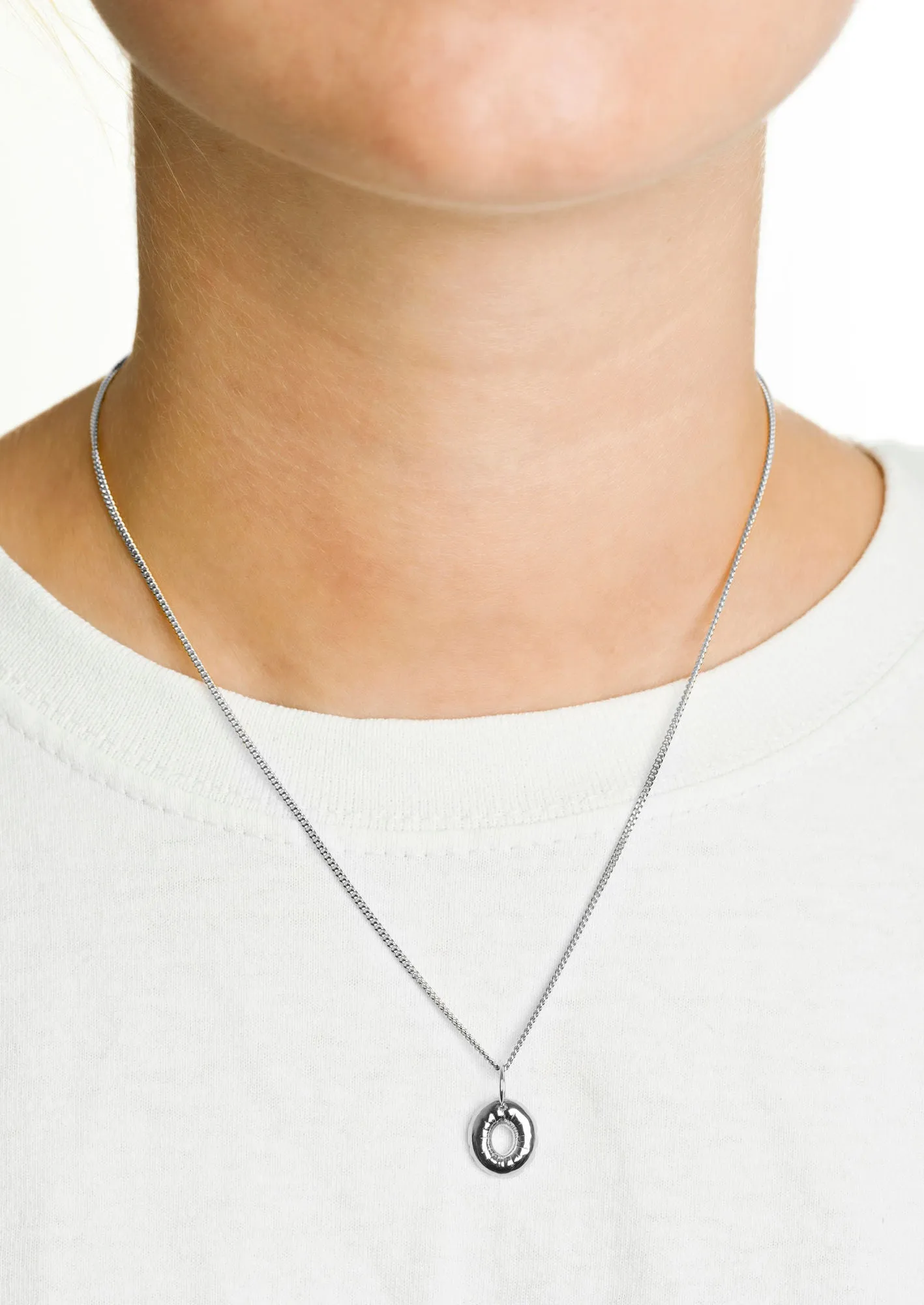 Letter O Silver Necklace