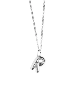 Letter R Silver Necklace