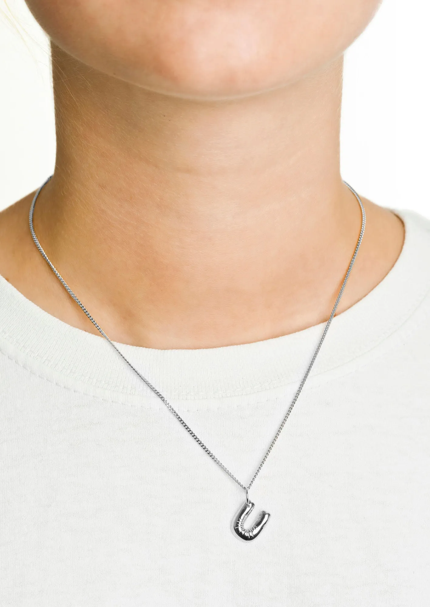 Letter U Silver Necklace