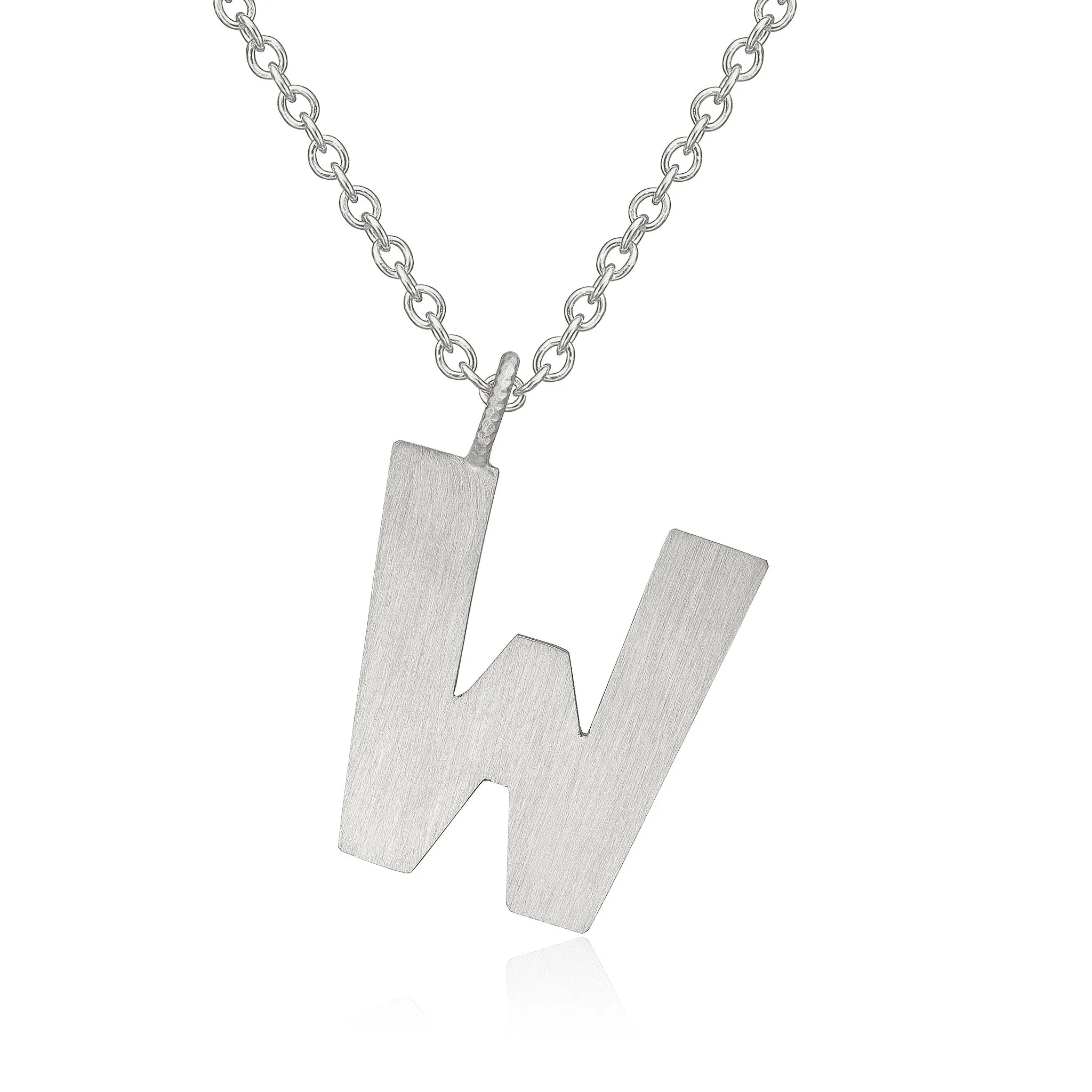 Letter W Silver Necklace