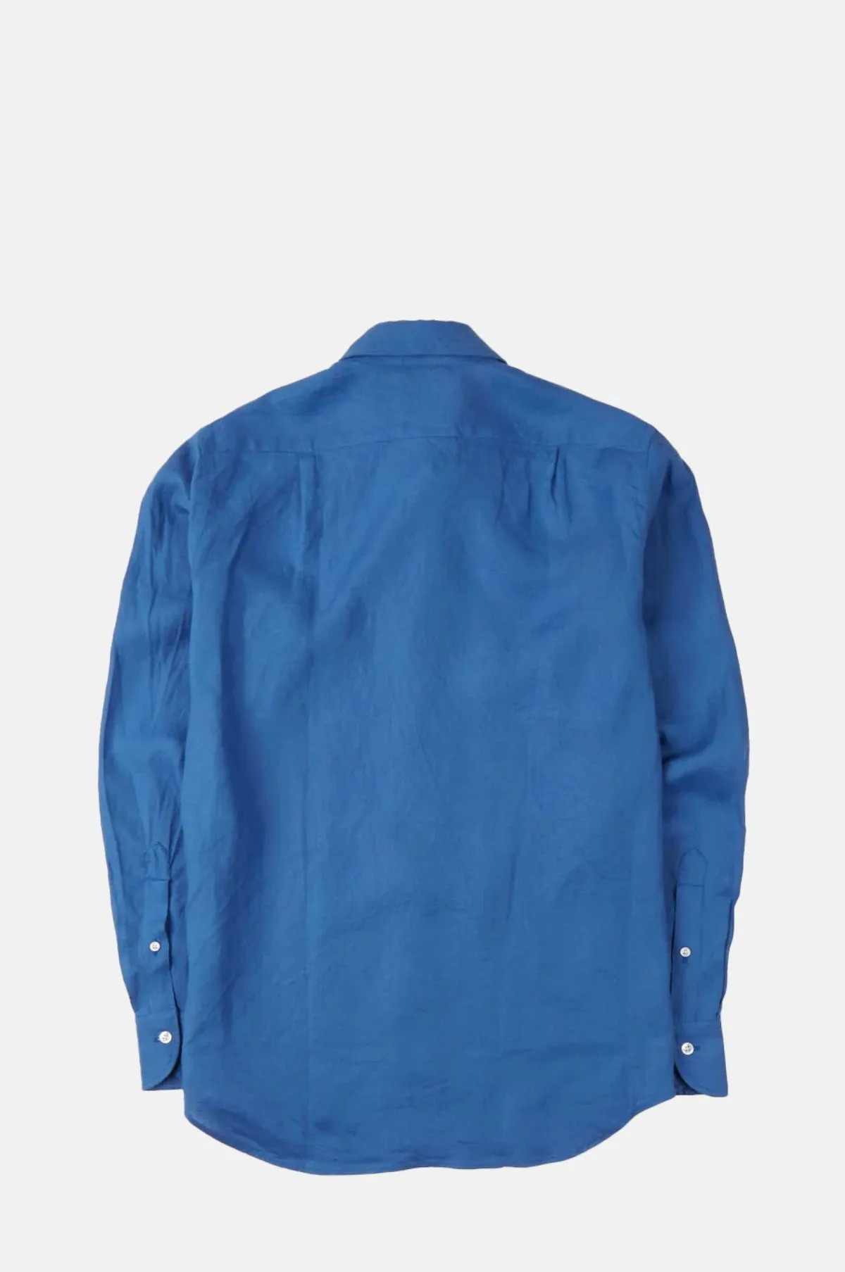 Linen Spread Collar Shirt Blue