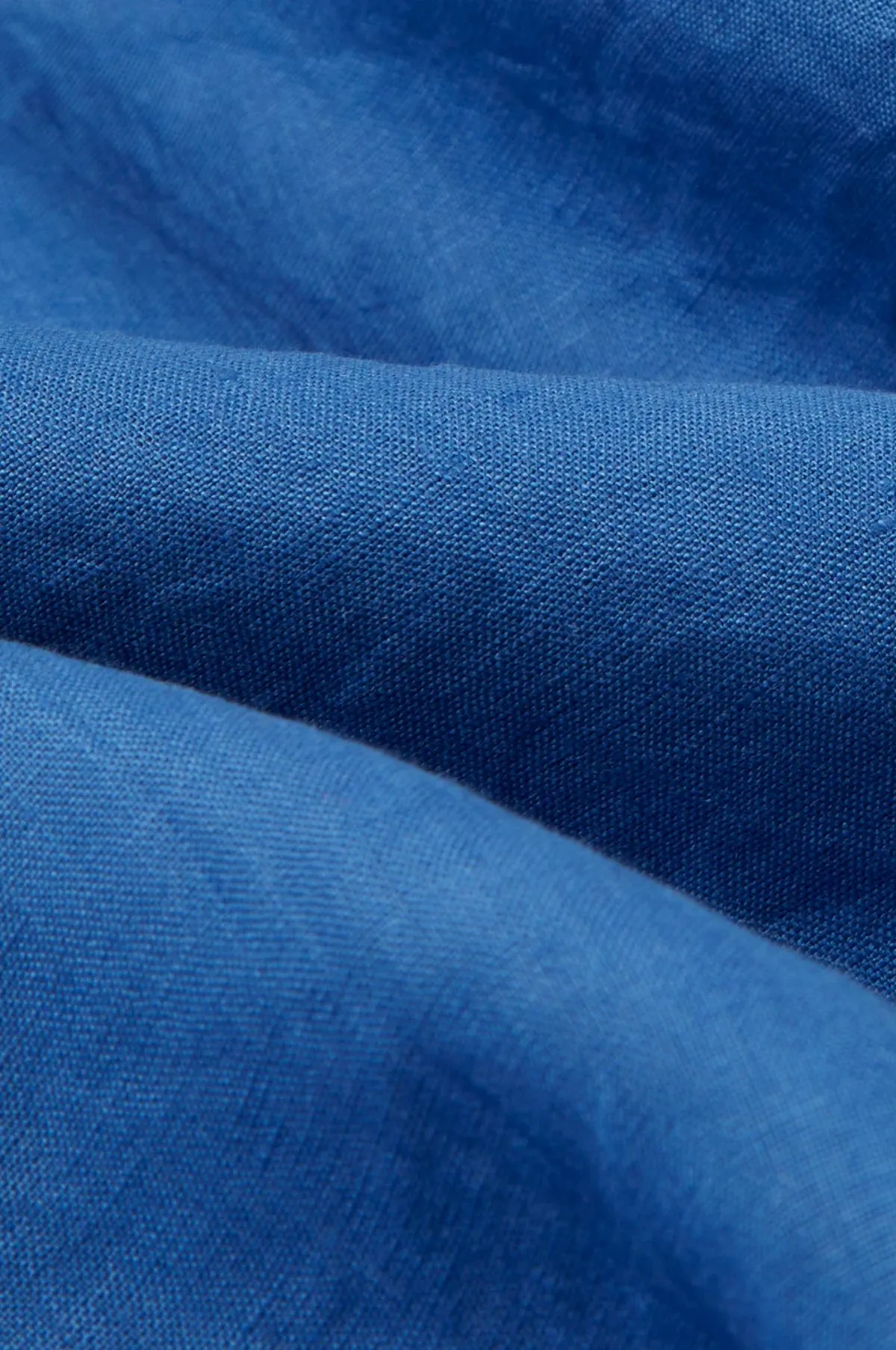 Linen Spread Collar Shirt Blue