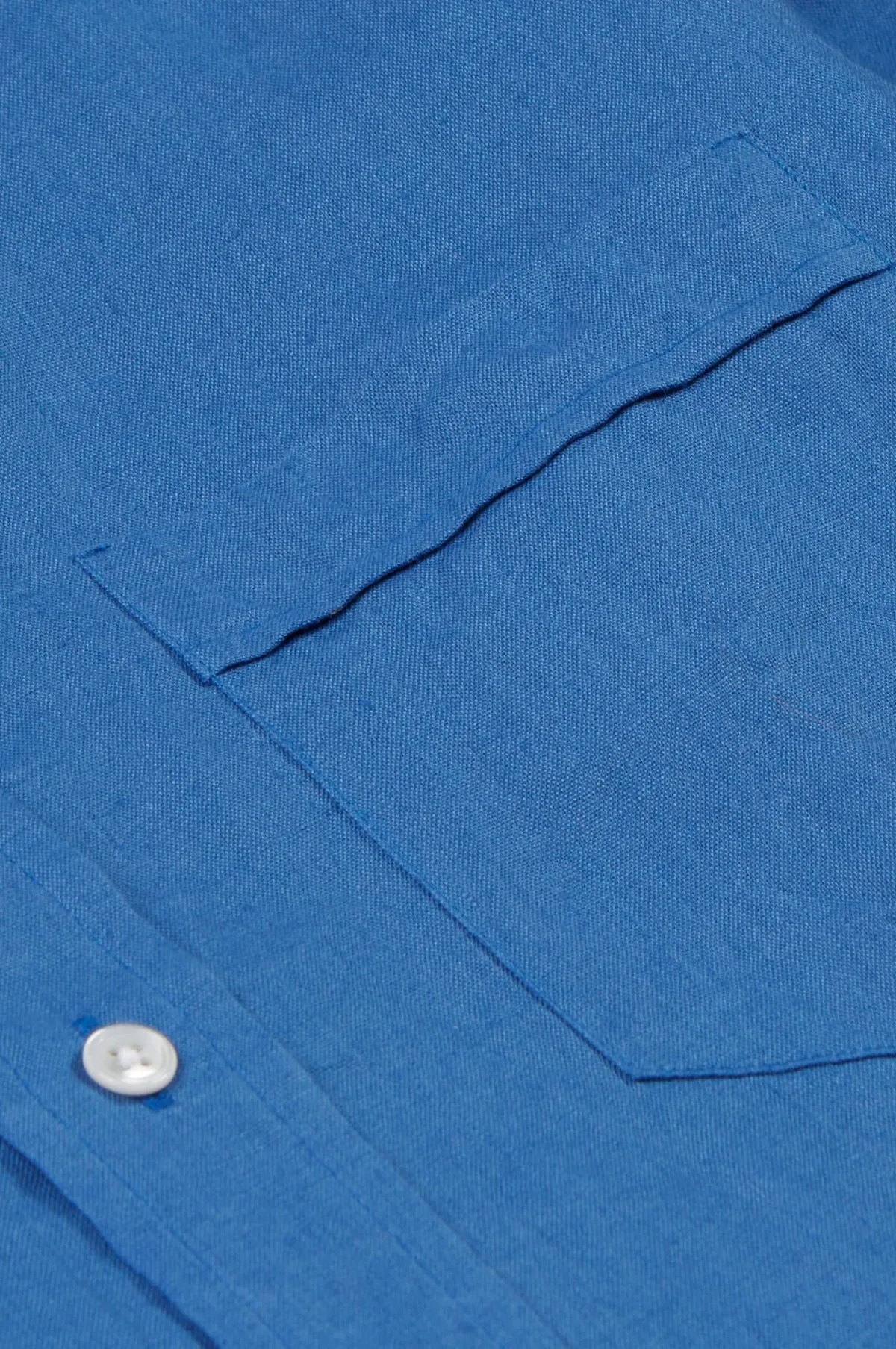 Linen Spread Collar Shirt Blue