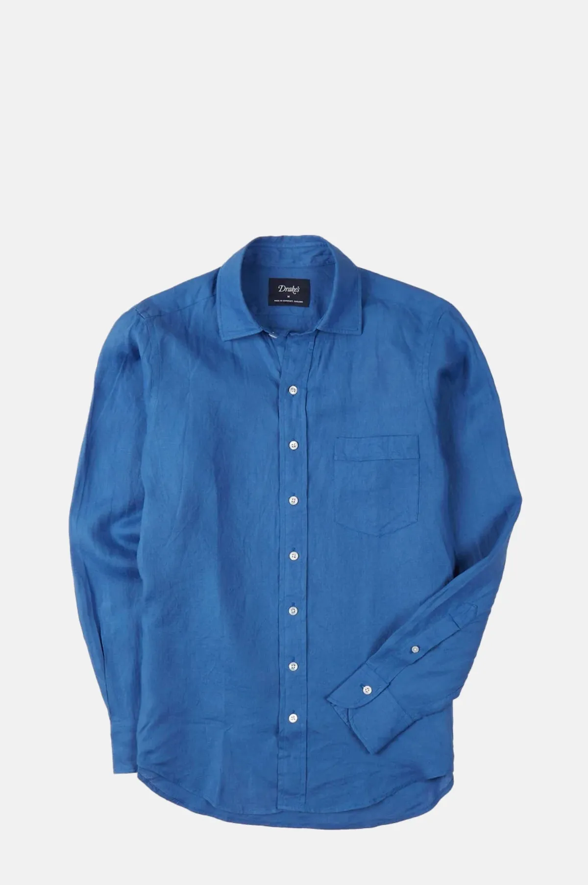Linen Spread Collar Shirt Blue