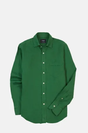 Linen Spread Collar Shirt Forest