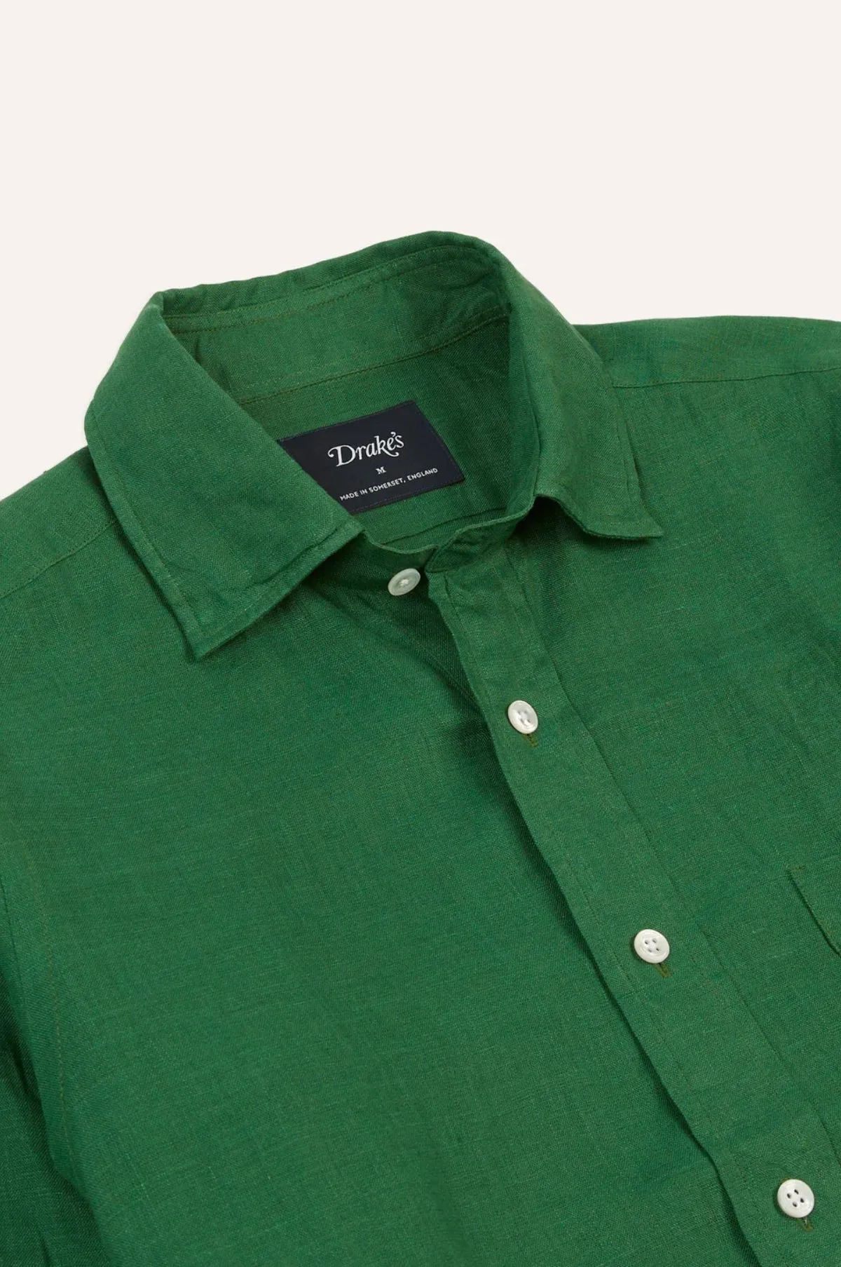 Linen Spread Collar Shirt Forest