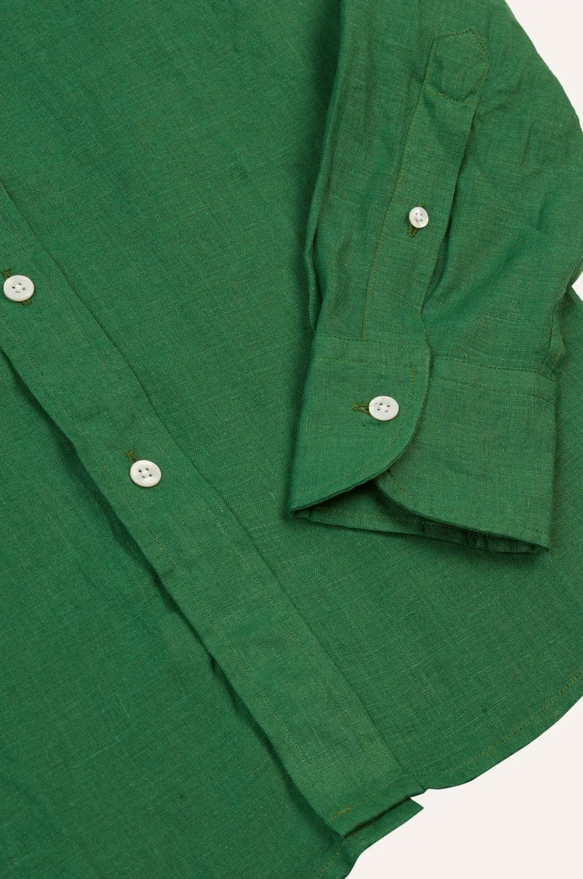 Linen Spread Collar Shirt Forest
