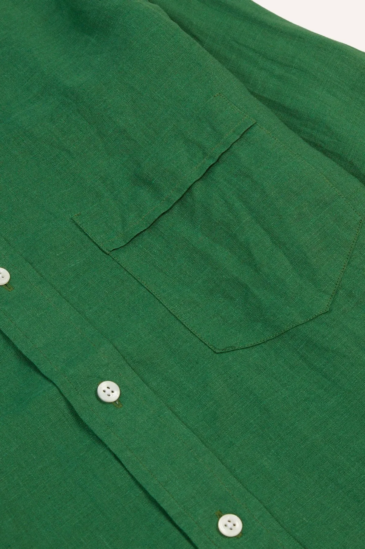 Linen Spread Collar Shirt Forest
