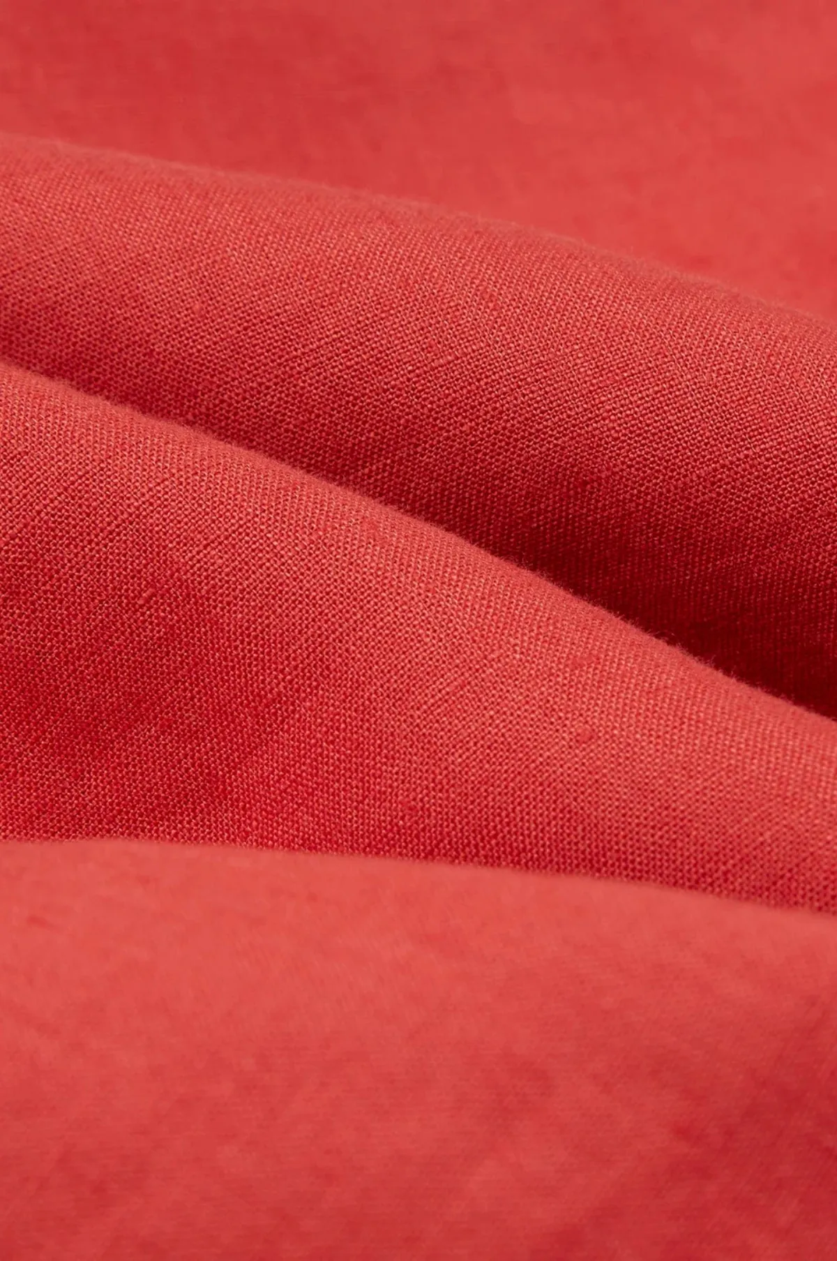 Linen Spread Collar Shirt Red