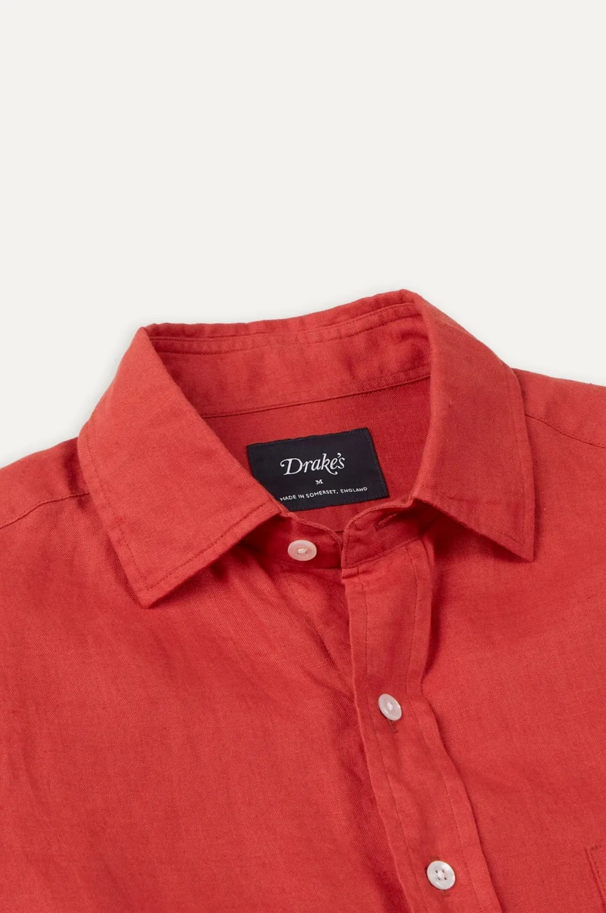 Linen Spread Collar Shirt Red