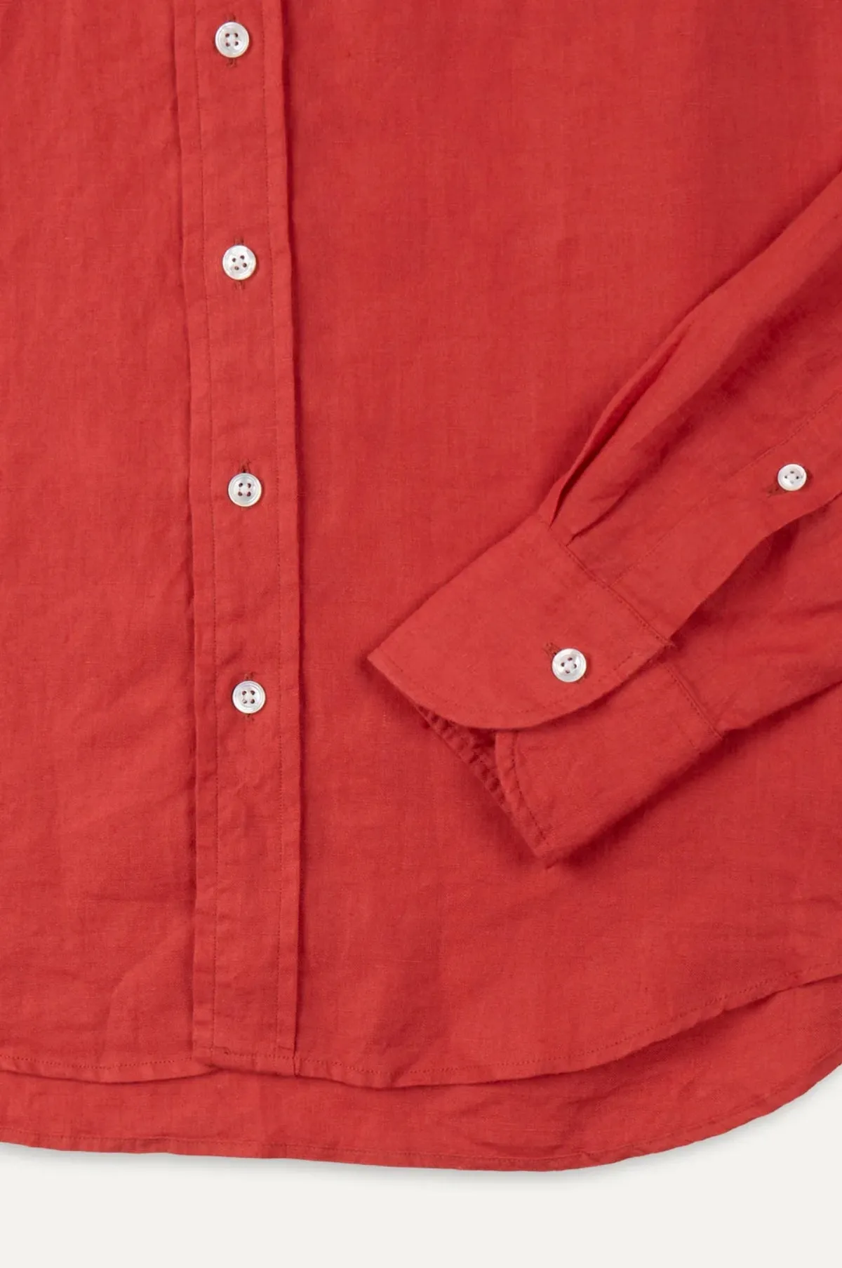 Linen Spread Collar Shirt Red