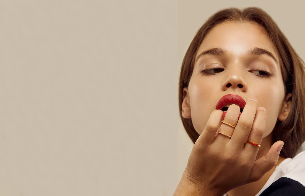 Lips Red Gold Plated Ring