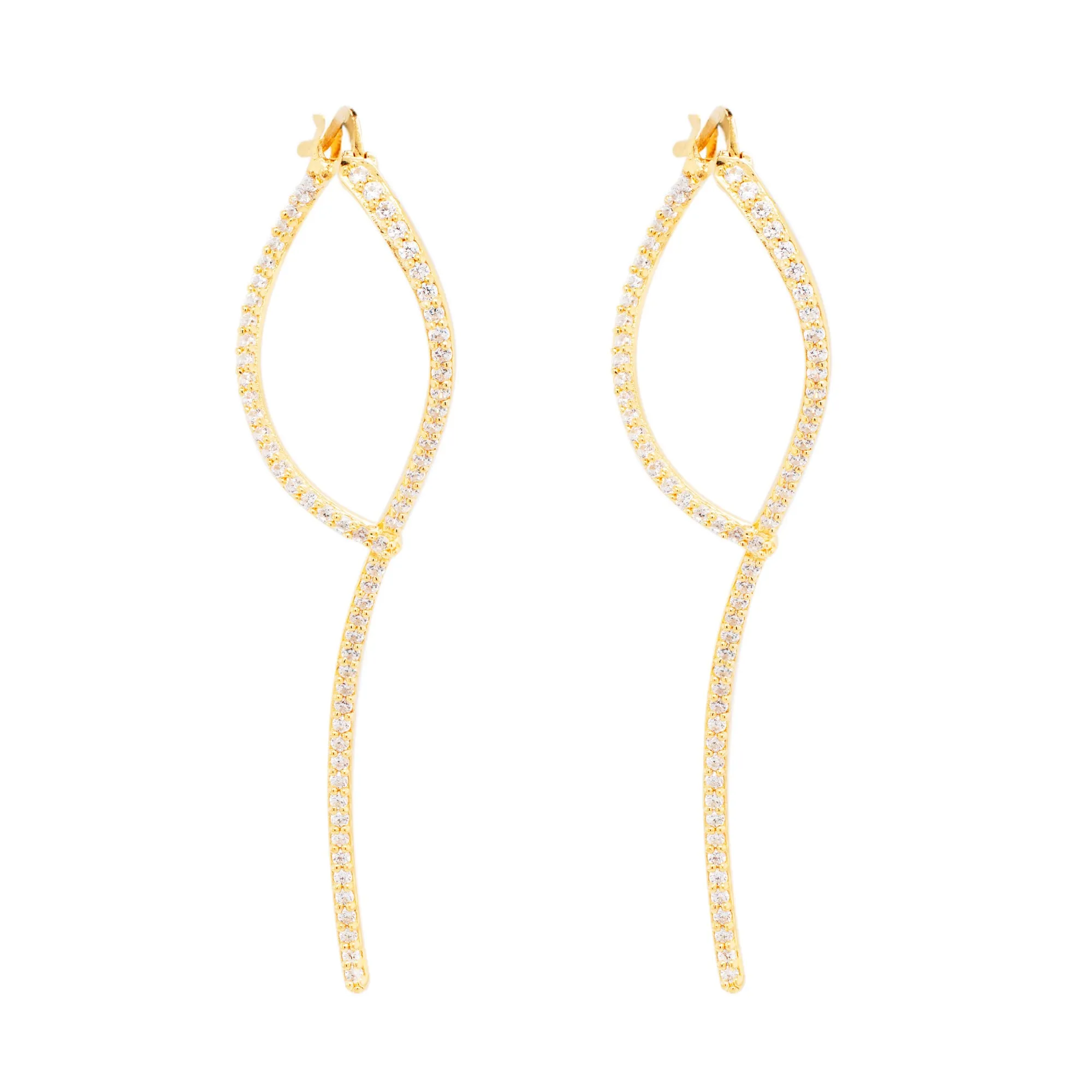 Loop 18K Gold Plated Earrings w. Zirconias