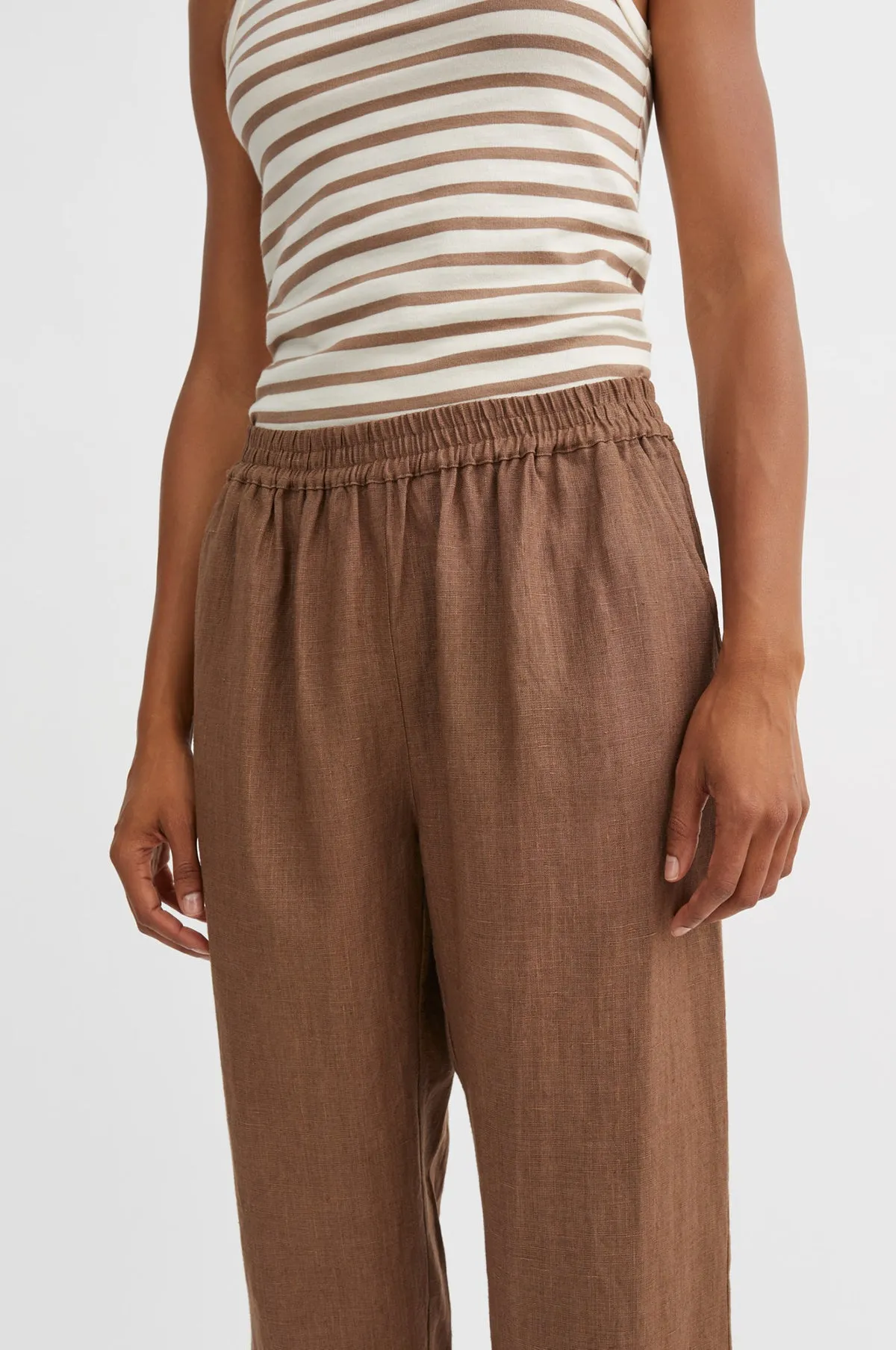 Loui Tank Top Light Brown/White Stripe