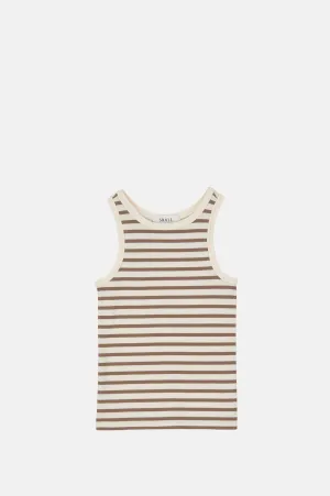 Loui Tank Top Light Brown/White Stripe