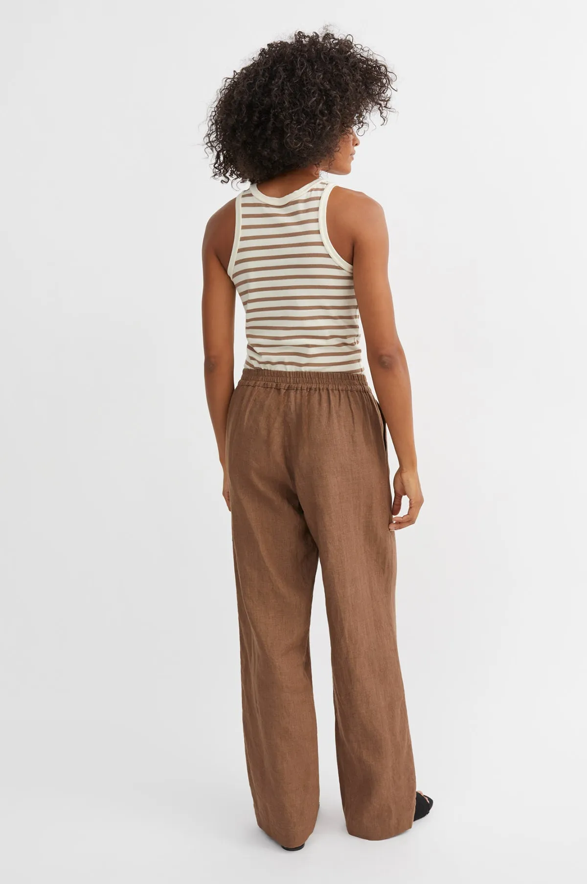 Loui Tank Top Light Brown/White Stripe
