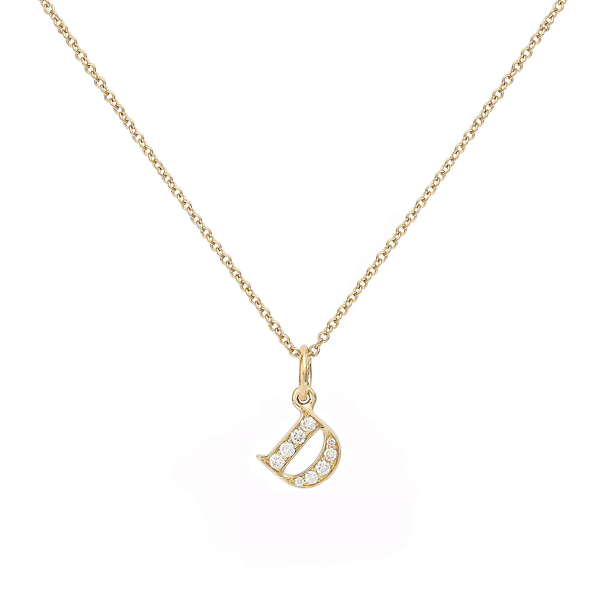 Love Letter D 18K Gold Necklace w. Diamonds