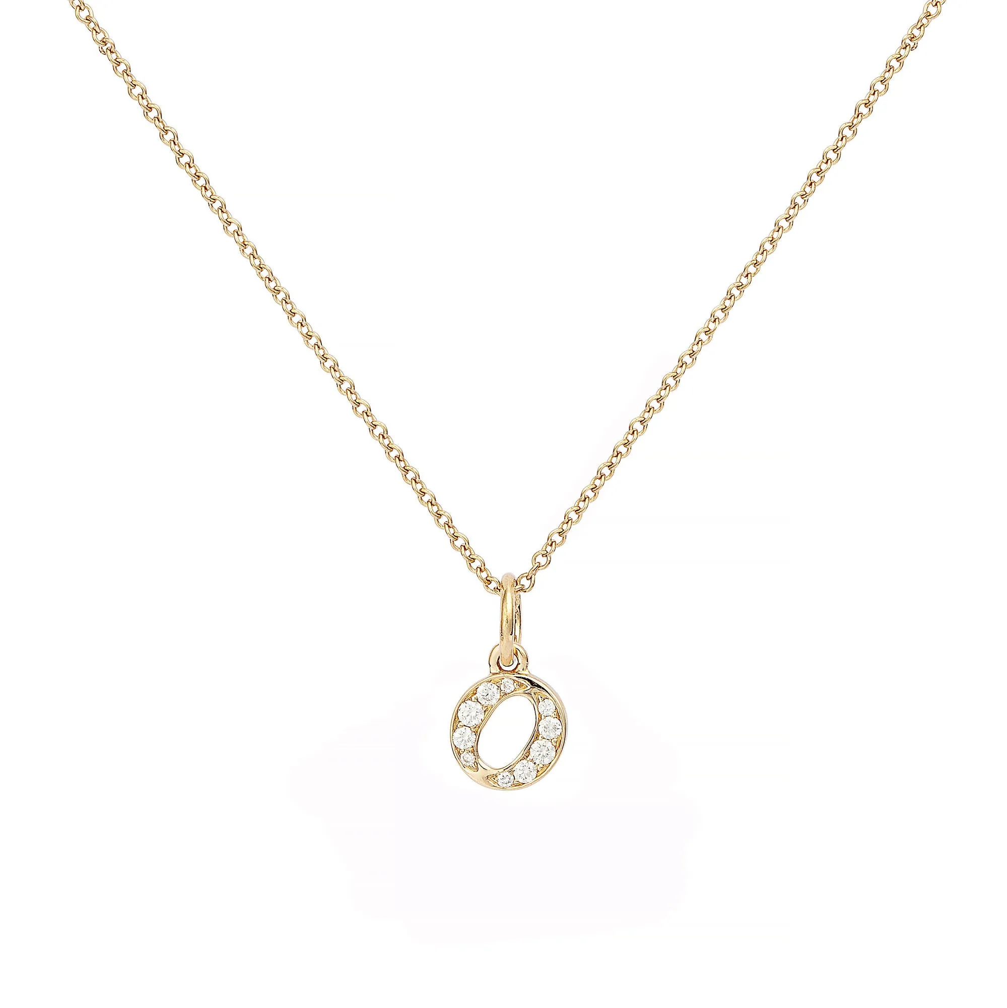 Love Letter O 18K Gold Necklace w. Diamonds