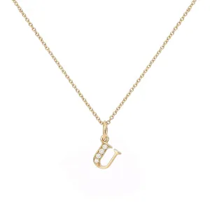 Love Letter U 18K Gold Necklace w. Diamonds