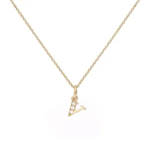 Love Letter V 18K Gold Necklace w. Diamonds