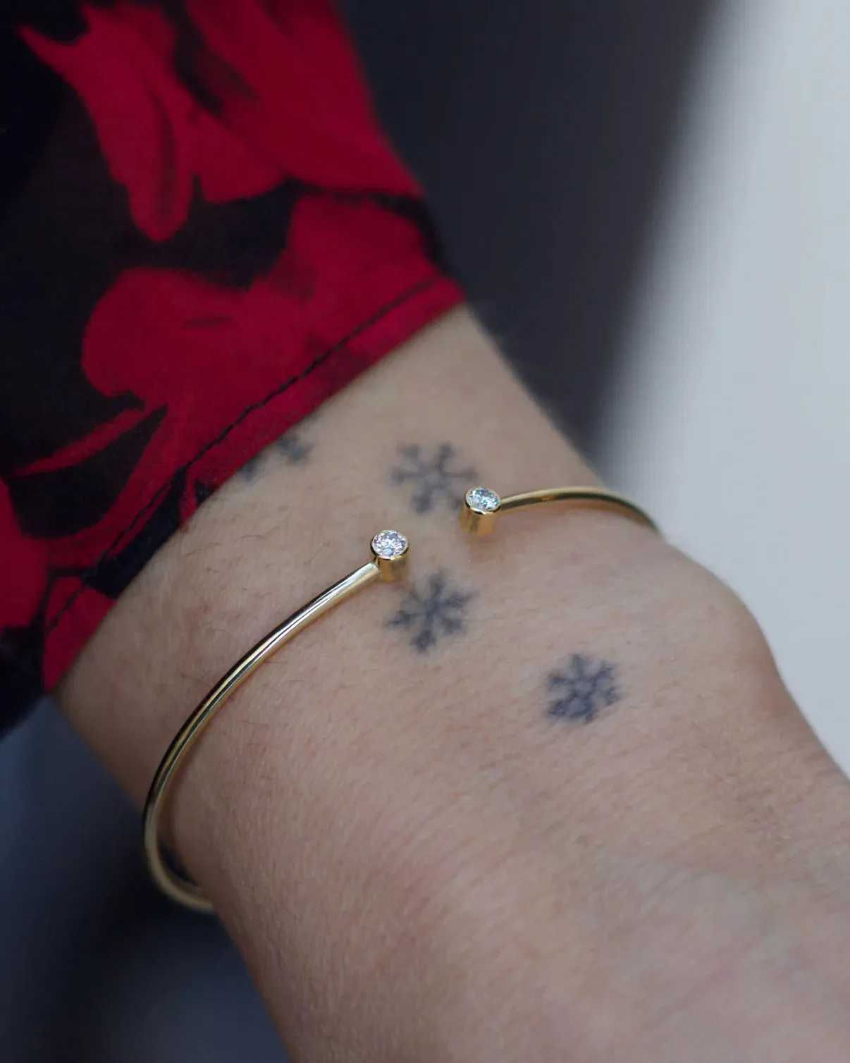 Lovely Sophie Open 14K Gold Bracelet w. Diamonds
