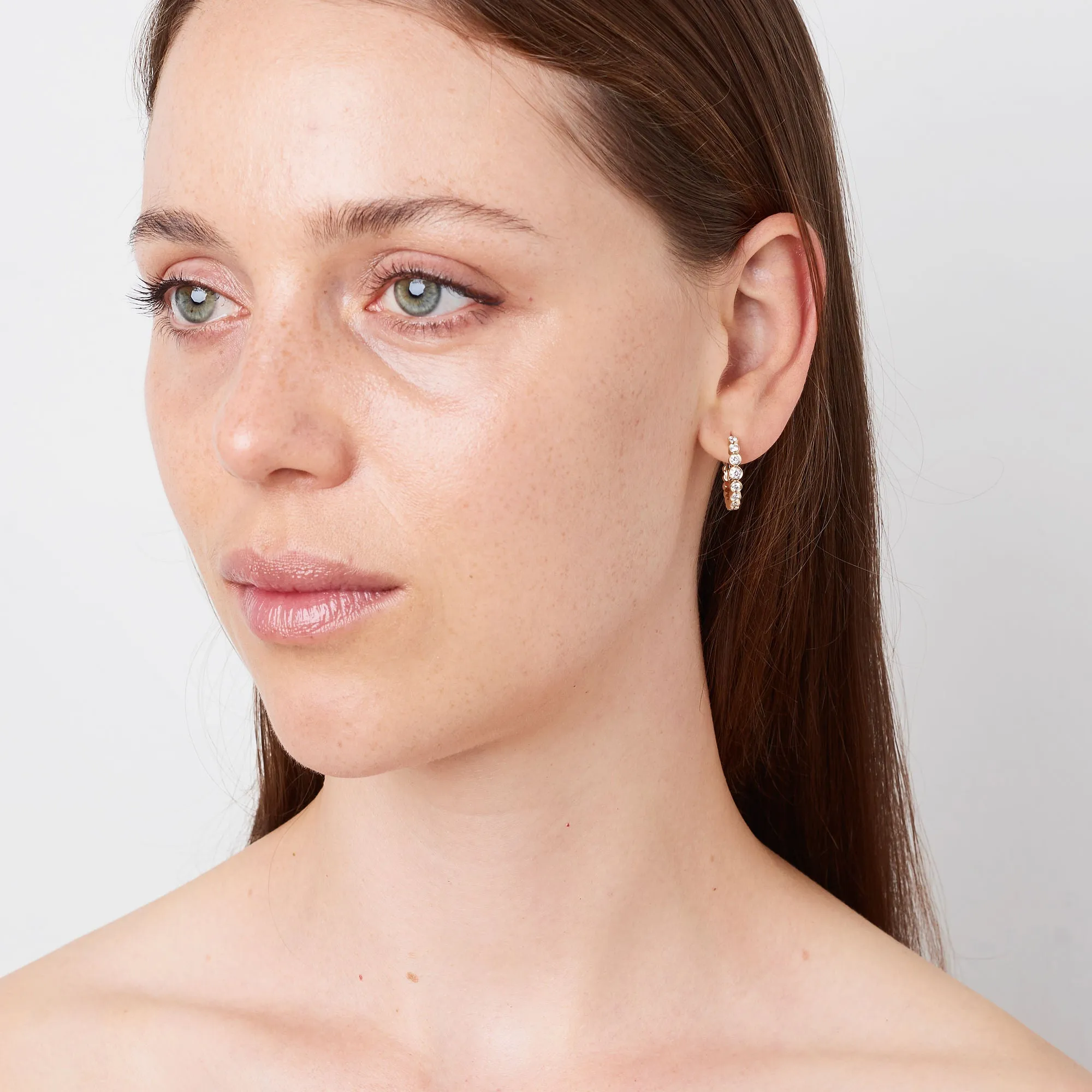 Luna 14K Gold Hoops w. Diamonds