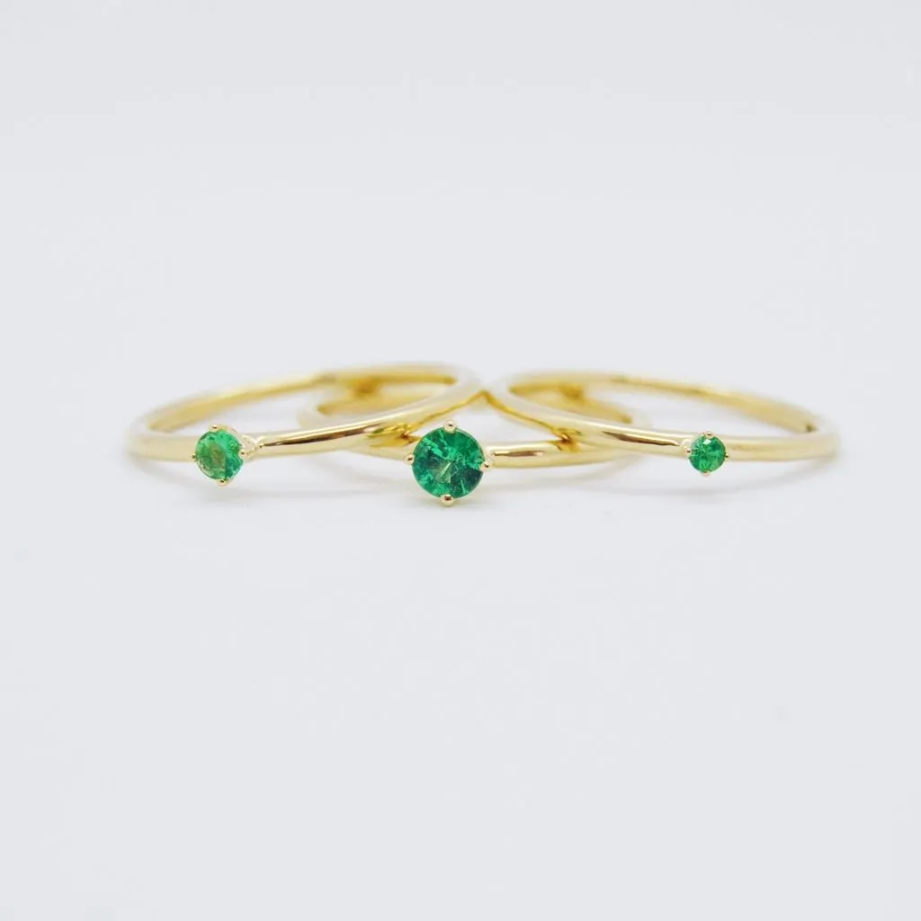 Malene 2.5 Green 14K Gold Ring w. Emerald