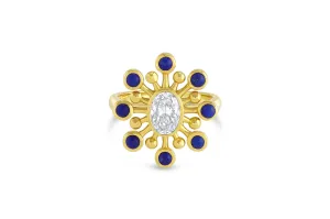 Mazahri | Cosmos 18K Gold Ring w. Diamond & Lapis