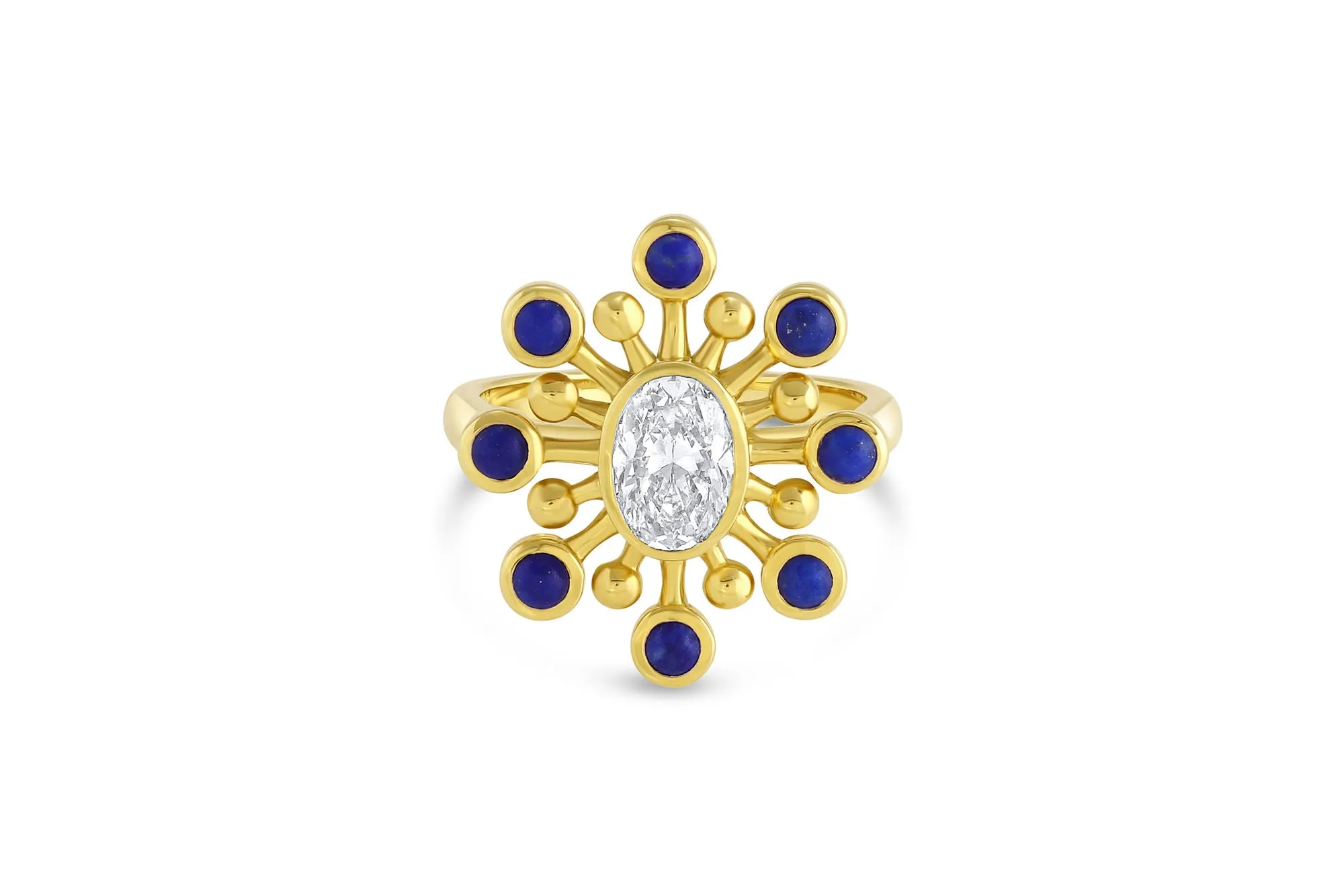 Mazahri | Cosmos 18K Gold Ring w. Diamond & Lapis