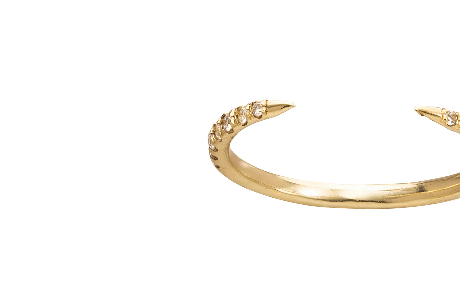 Micropave Open Slice 14K Gold Ring w. Diamond