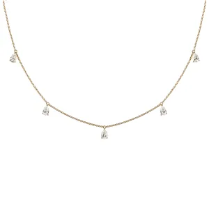 Mini Choker small Drops 18K Gold Necklace w. Diamonds