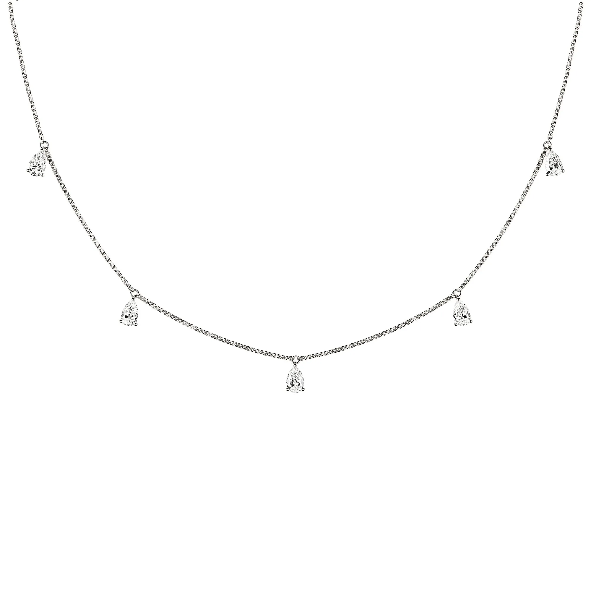 Mini Choker small Drops 18K Whitegold Necklace w. Diamonds