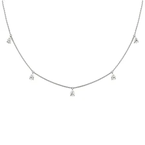 Mini Choker small Drops 18K Whitegold Necklace w. Diamonds