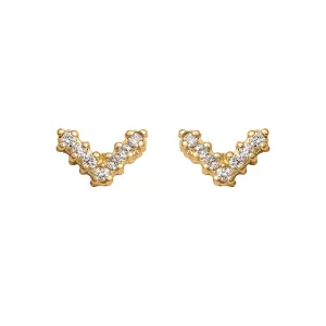 Mini V Pave 18K Gold Stud w. Diamonds