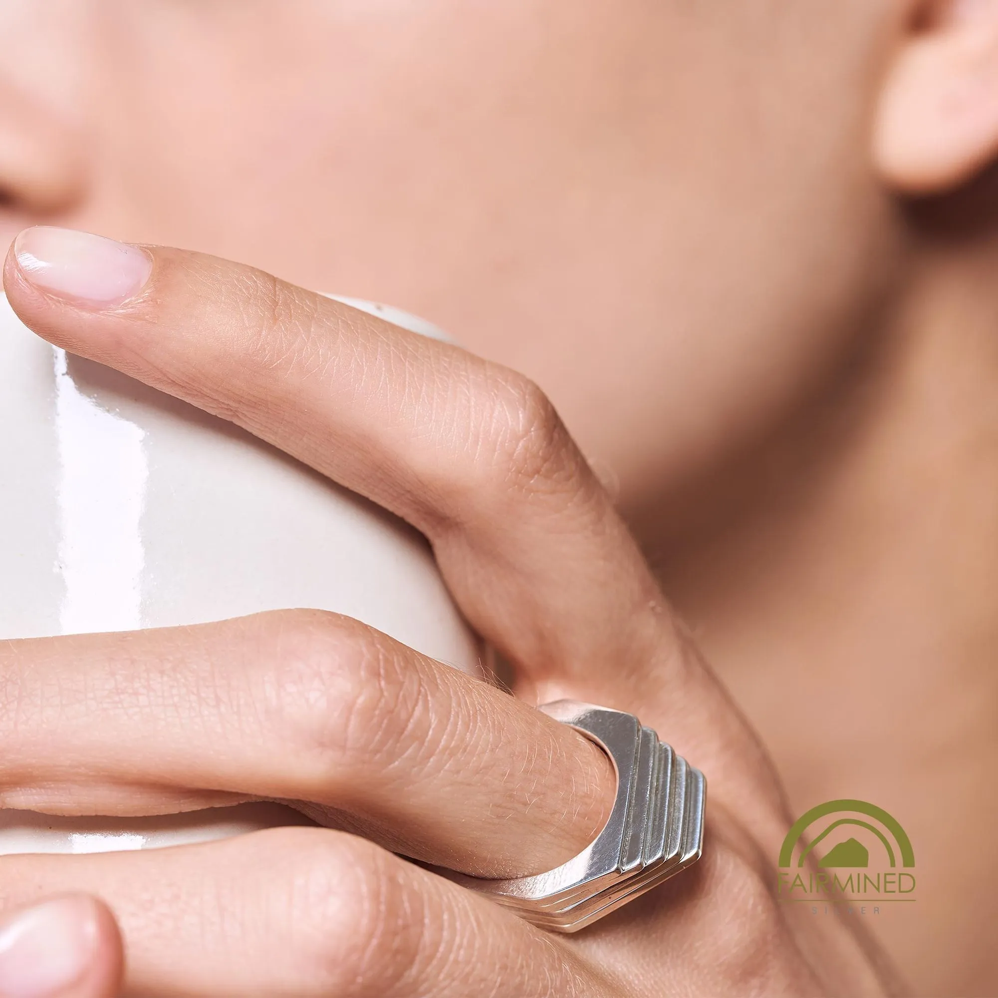 Minrl | Random Polygons Square Five Hexagons Silver Rings