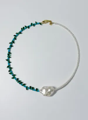 Mixed Baroque Pearl Ocean Gold Plated Necklace w. Pearls