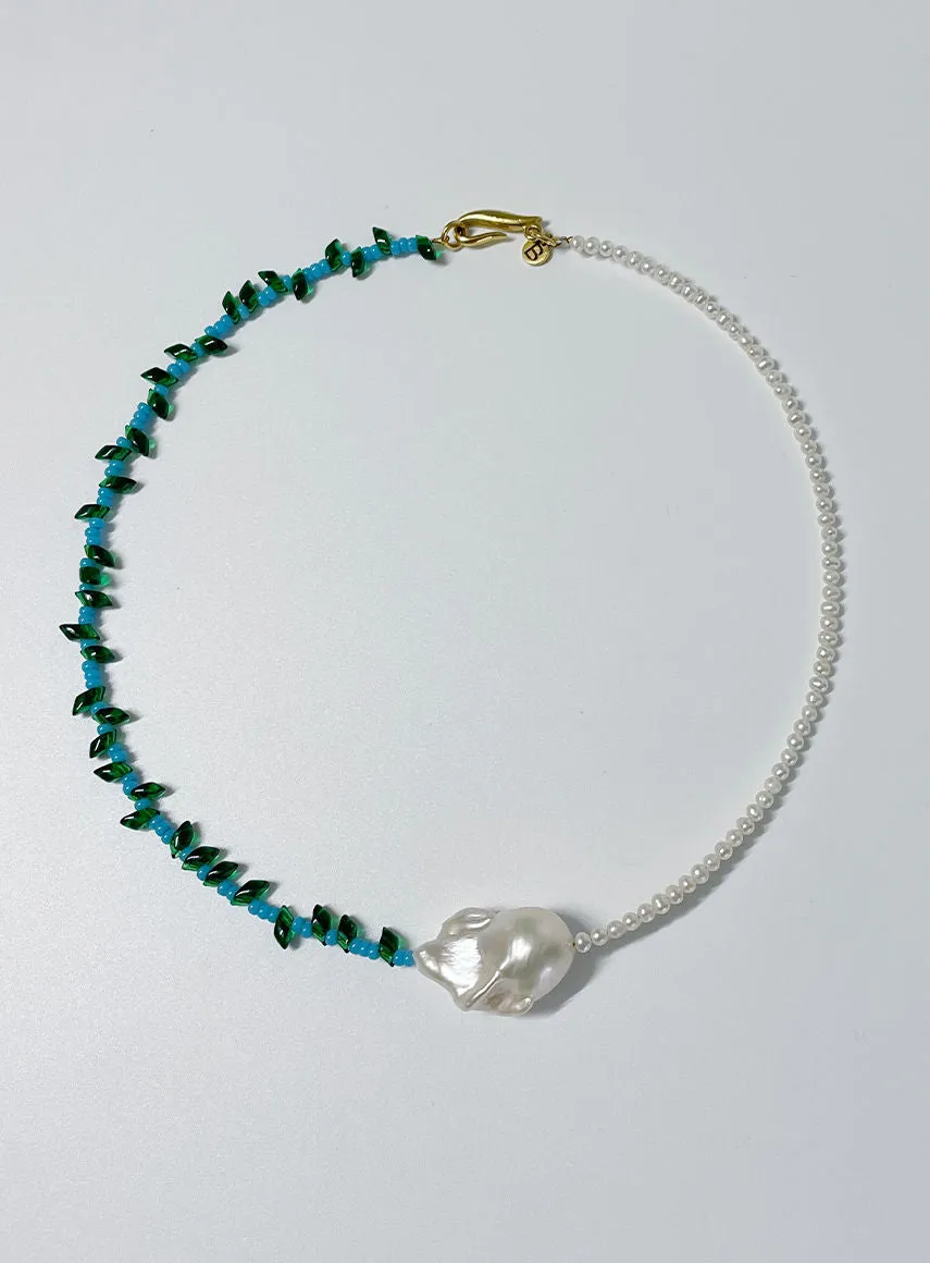 Mixed Baroque Pearl Ocean Gold Plated Necklace w. Pearls