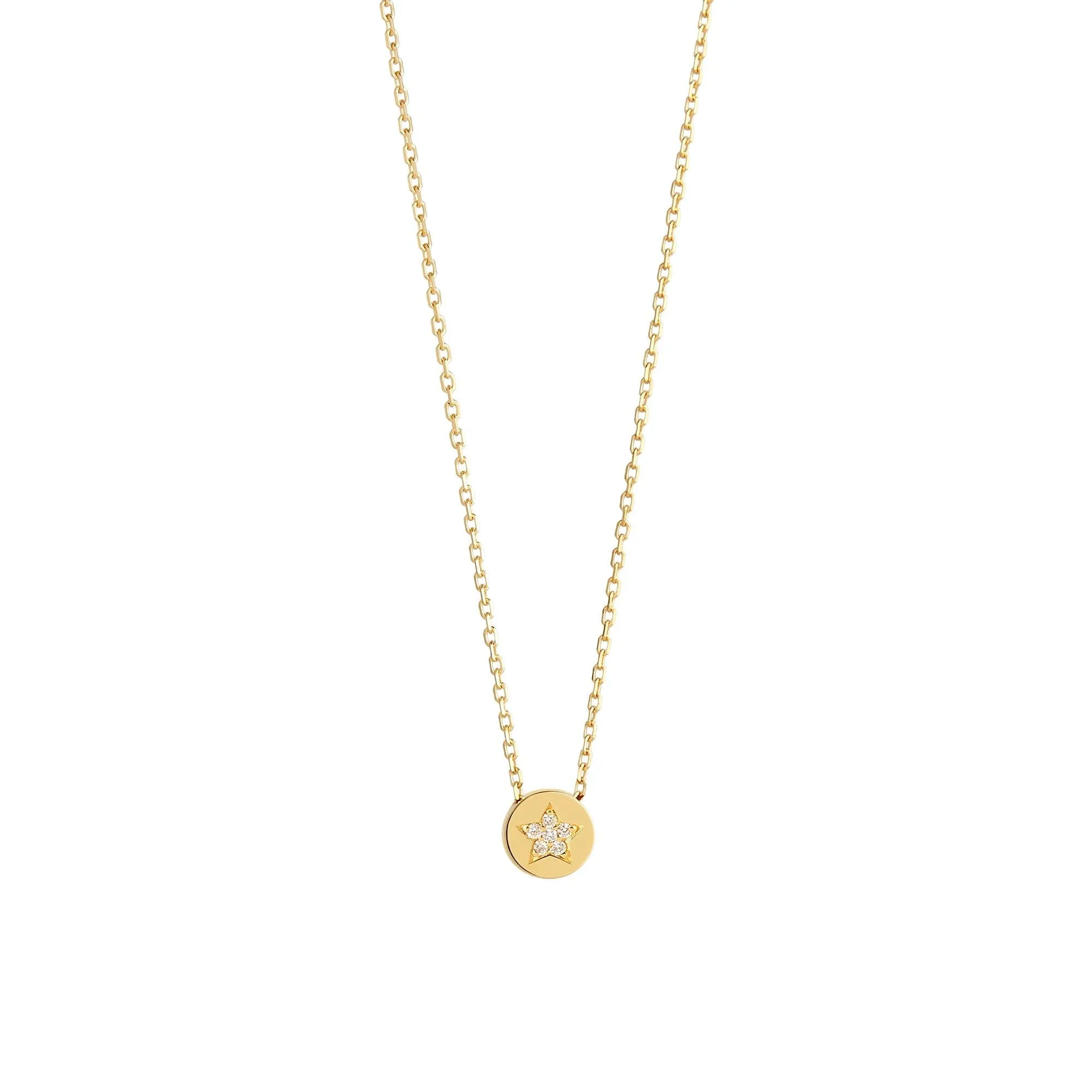 Modern Words Fine Star 18K Gold Necklace w. Diamond