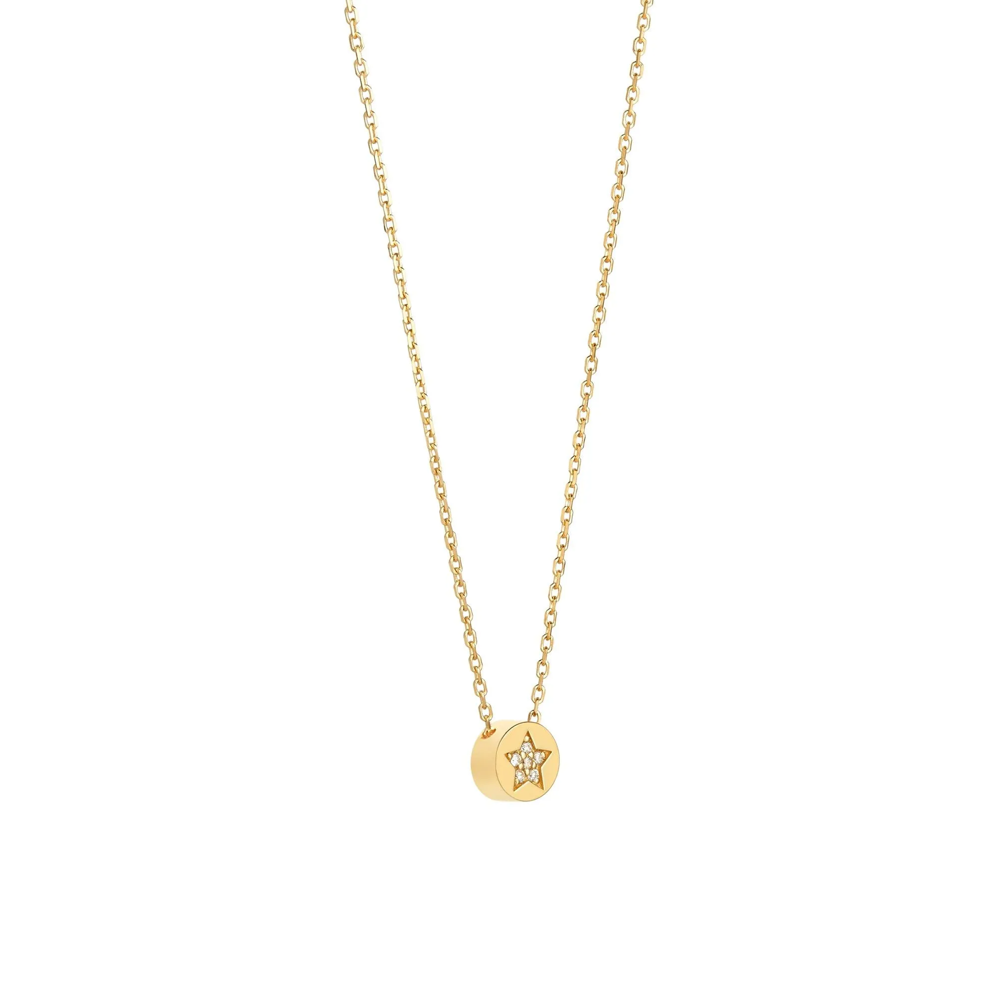 Modern Words Fine Star 18K Gold Necklace w. Diamond