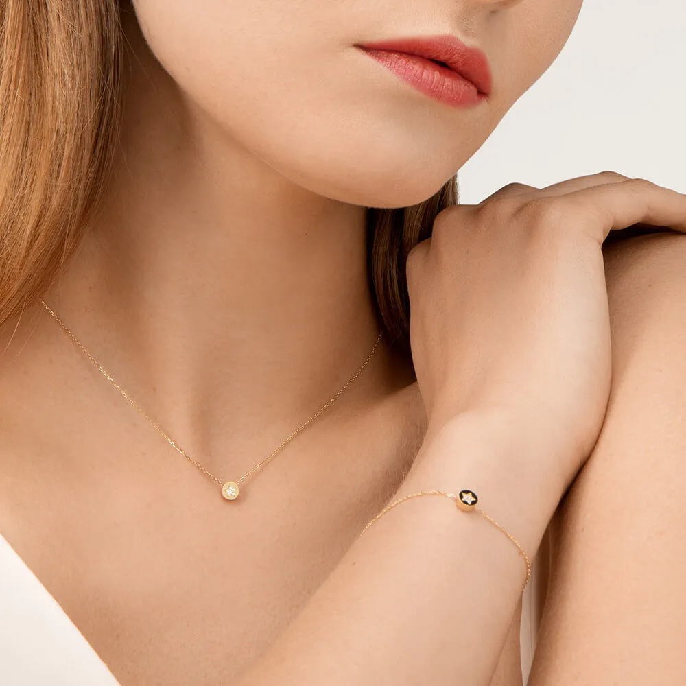 Modern Words Fine Star 18K Gold Necklace w. Diamond