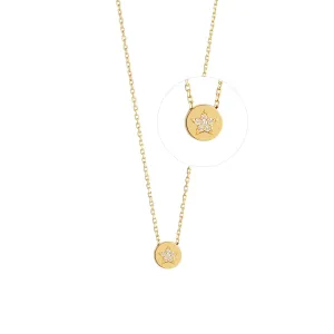 Modern Words Fine Star 18K Gold Necklace w. Diamond