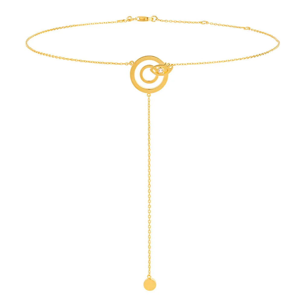 Modern Words Iris Choker 18K Gold Plated Necklace w. Crystal