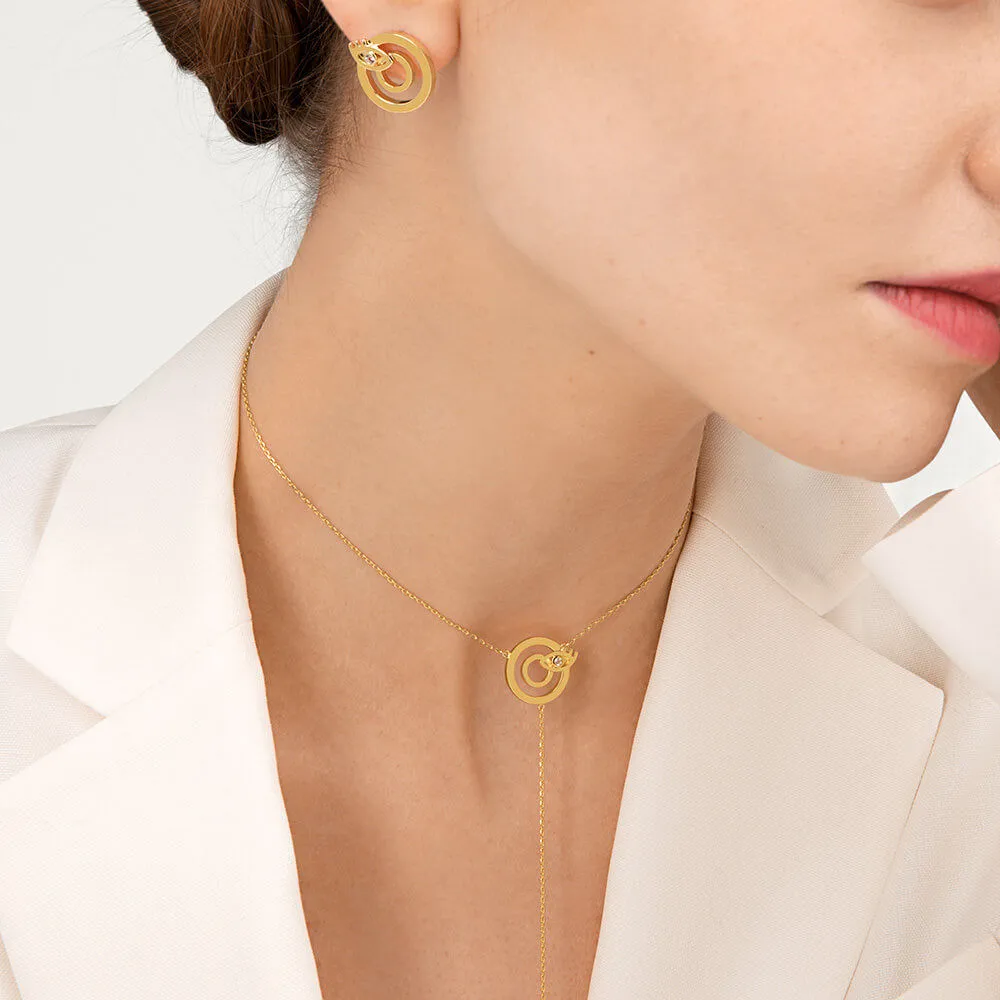 Modern Words Iris Choker 18K Gold Plated Necklace w. Crystal