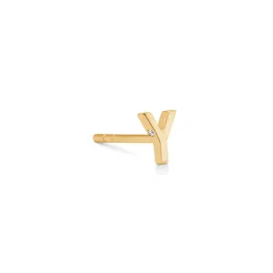 My Y 18K Gold Stud w. Diamond