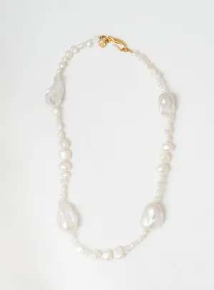 Odd pearl 14K Gold Plated Necklace w. Pearls