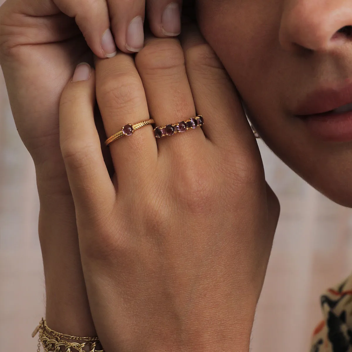 Olalla 18K Gold Plated Ring w. 1 Amethyst
