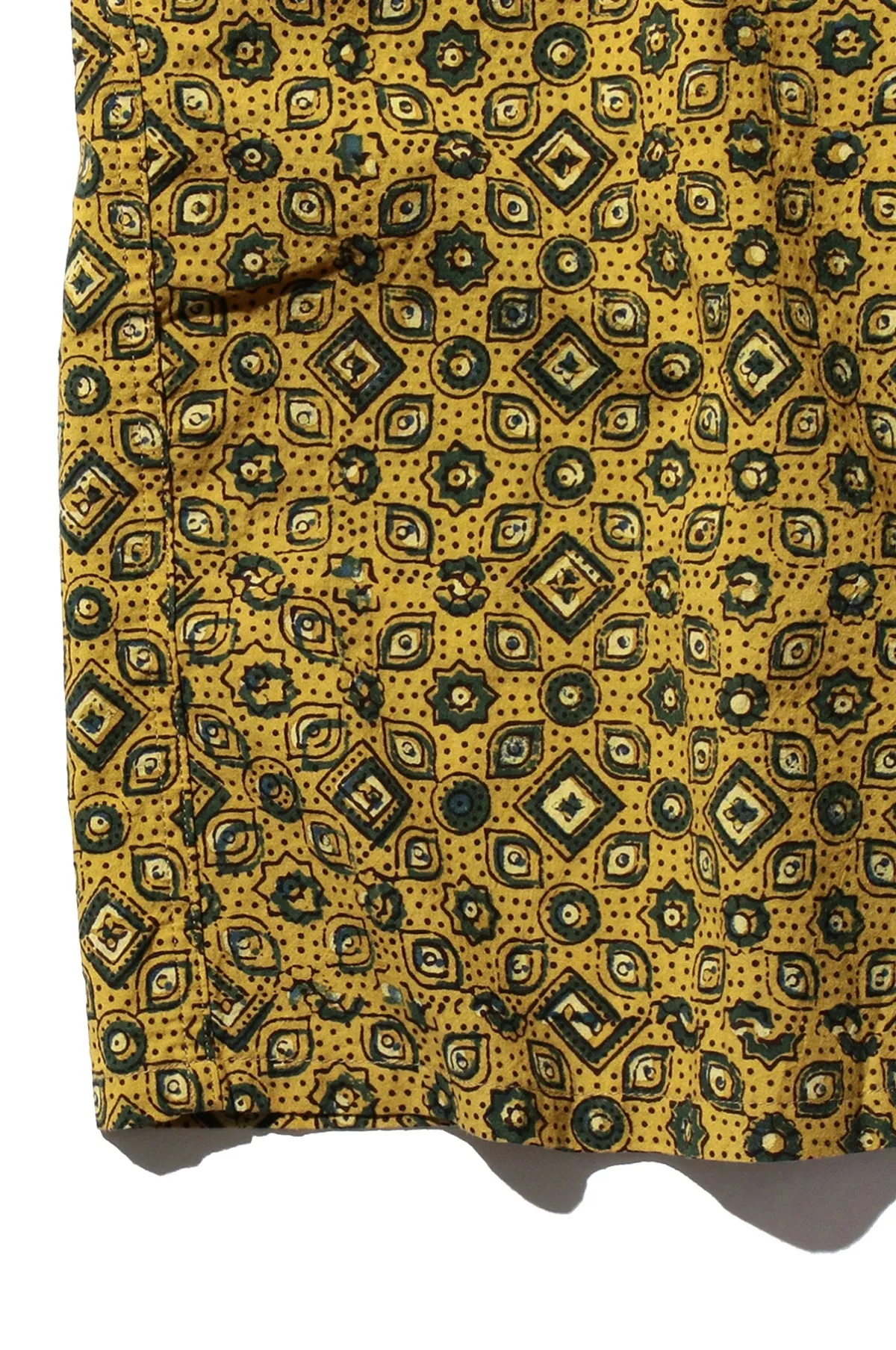 Open Collar Block Print Islamic Geometric Pattern Mustard