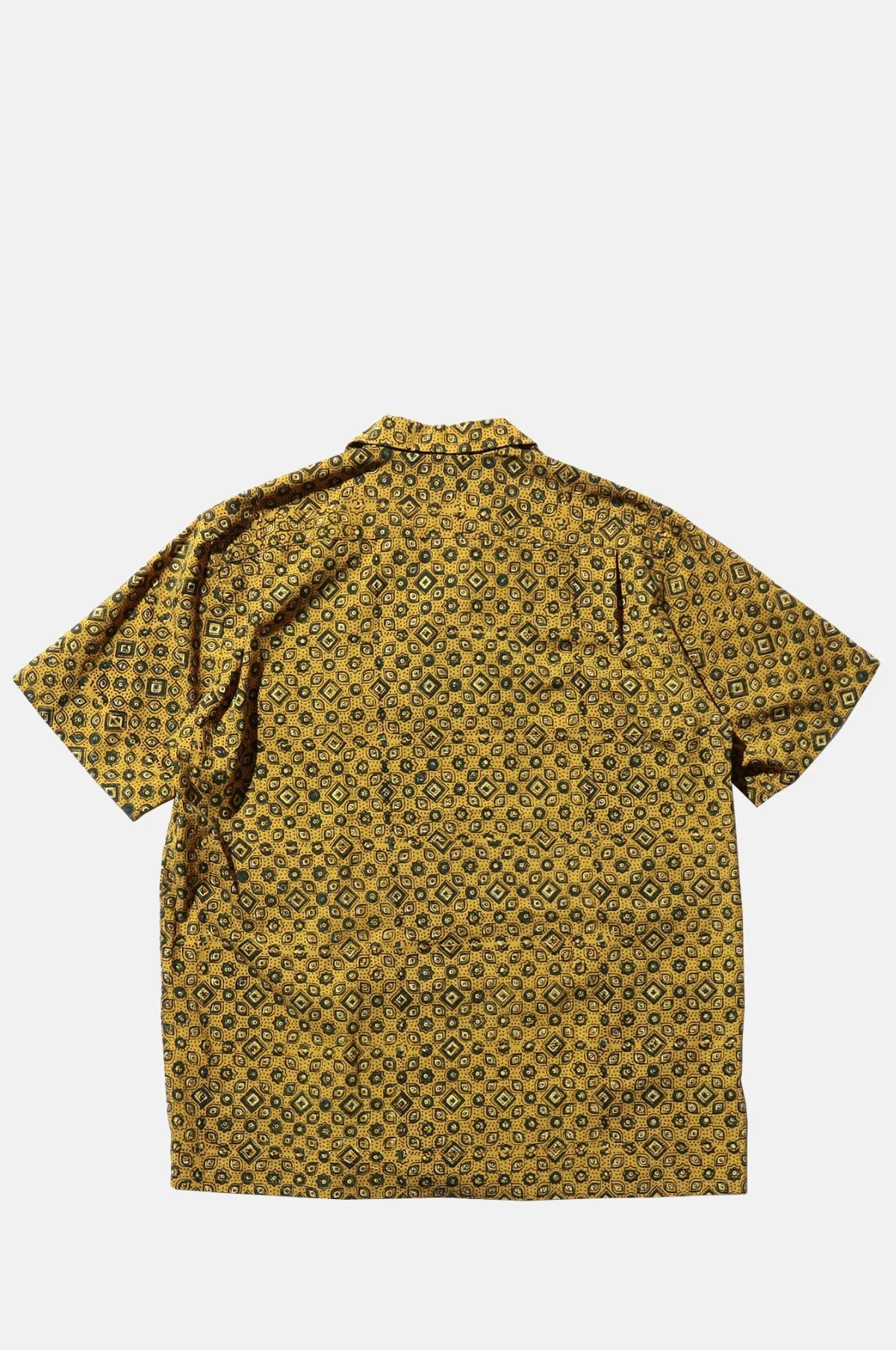 Open Collar Block Print Islamic Geometric Pattern Mustard